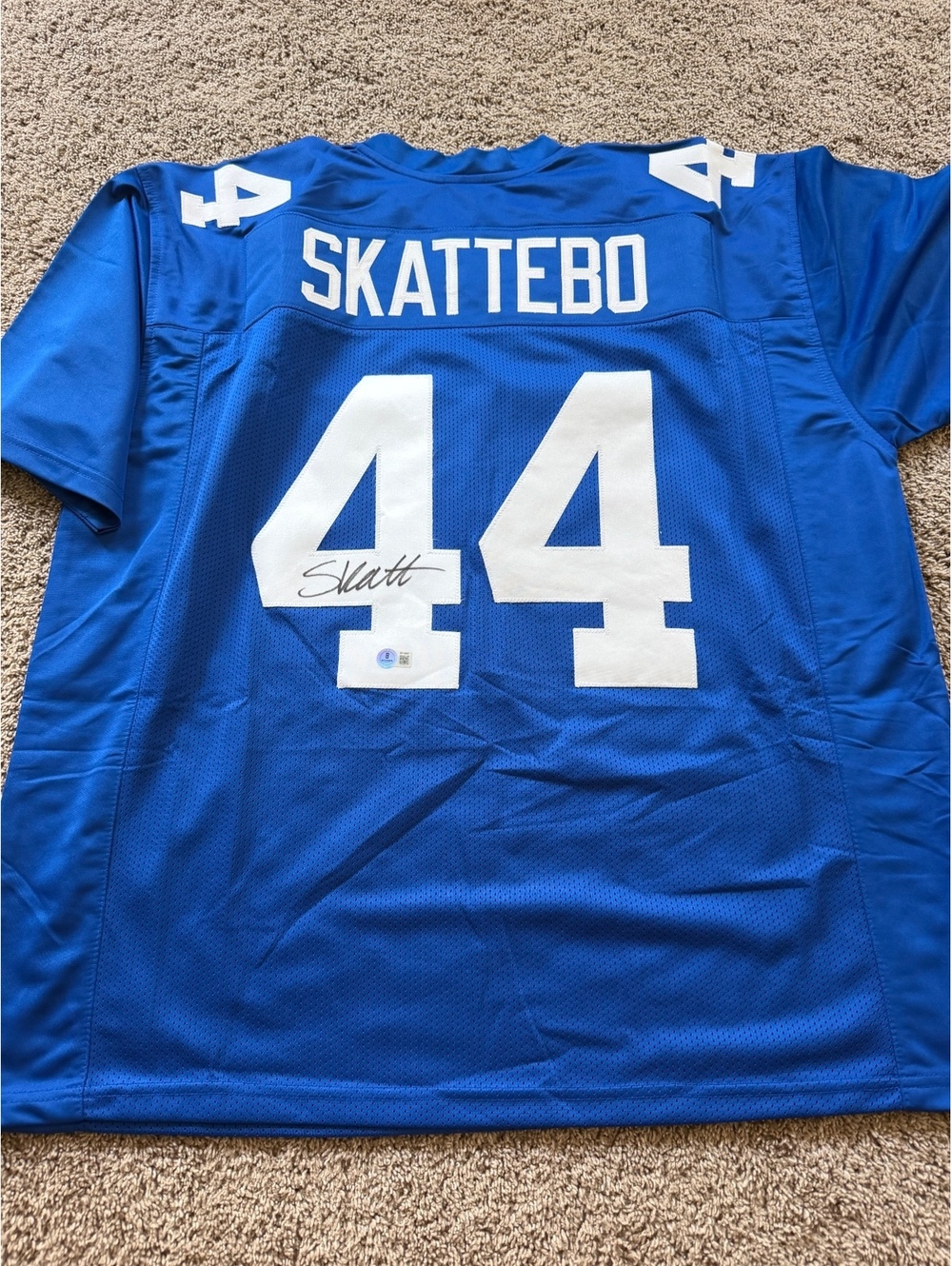 Cam Skattebo signed New York Giants custom jersey Beckett COA